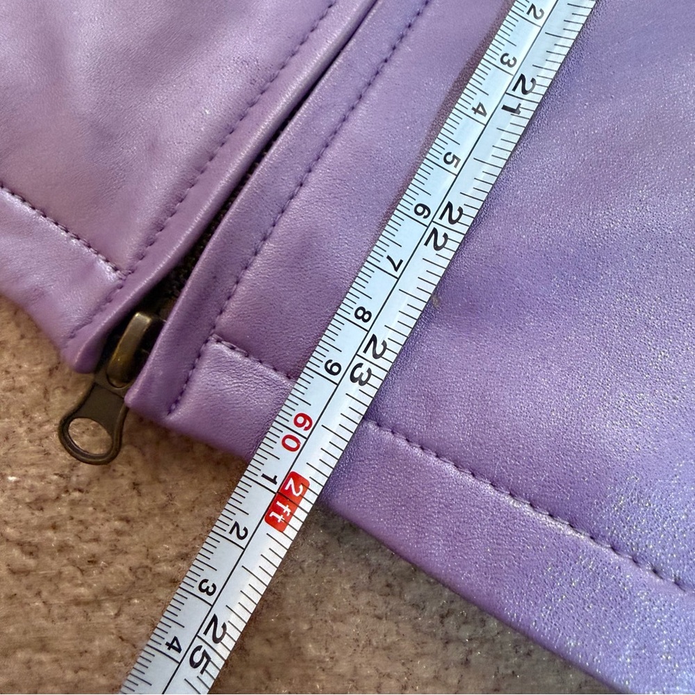 Vintage Nicola Berti Lavender purple leather minimalist zip front Blazer Jacket - Picture 11 of 16